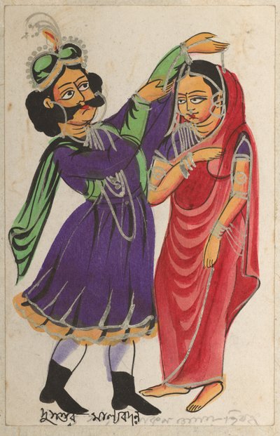 Dusmanta kranst Shakumtala, 1800s door Unbekannt
