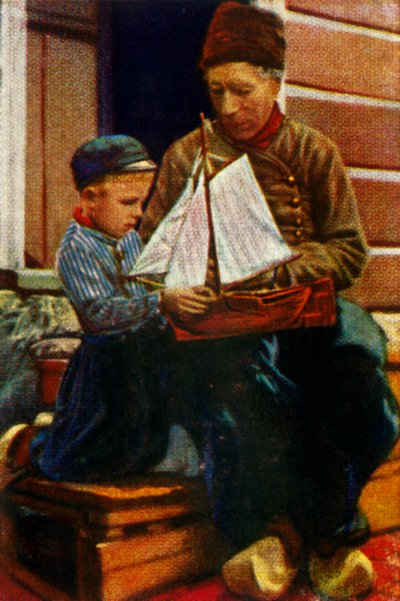 Nederlandse vader en zoon in traditionele kleding, ca. 1928 door Unbekannt