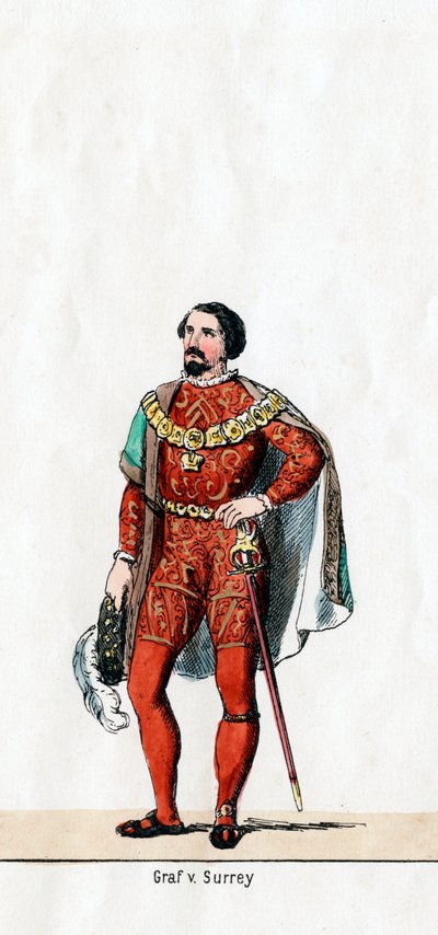 Graaf van Surrey, kostuumontwerp voor Shakespeares toneelstuk, Henry VIII, 19e eeuw door Unbekannt