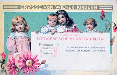 Reclamekaart van vroege Weense fotografen door Unbekannt