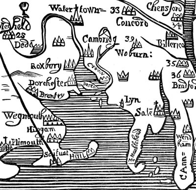 Vroege kaart van Massachusetts Bay, VS door Unbekannt