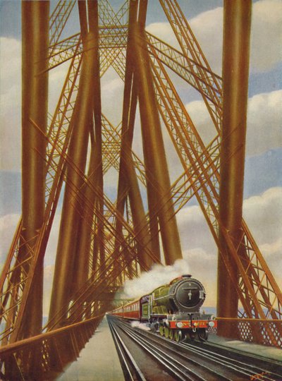 East Coast Express die de Forth Bridge oversteekt door Unbekannt
