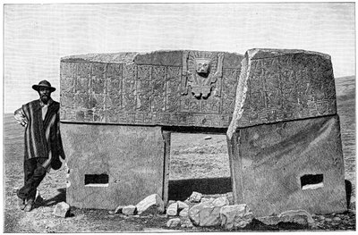 Oostelijk aspect van de monolithische poort van Akapana, Tiahuanaco, Bolivia, 1901 door Unbekannt