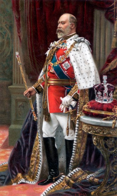 Edward VII in volledige kroningsgewaden door Unbekannt
