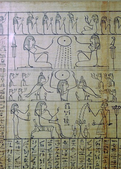 Egyptische afbeelding van een begrafenis en toegang tot de onderwereld, Papyrus van Ani door Unbekannt