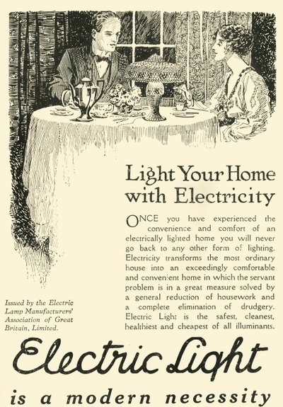 Elektrisch licht is een moderne noodzaak, 1920 door Unbekannt