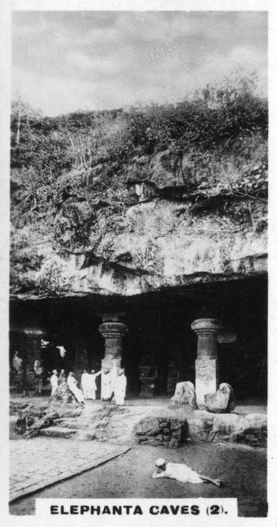 Elephanta-grotten, Bombay, India, ca. 1925 door Unbekannt