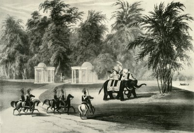 Olifanten en lijfwacht in Barrackpore Park, 1820, 1925 door Unbekannt