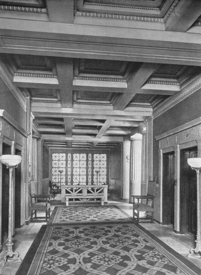 Liftlobby, eerste verdieping, het Fraternity Clubs-gebouw, New York City, 1924 door Unbekannt