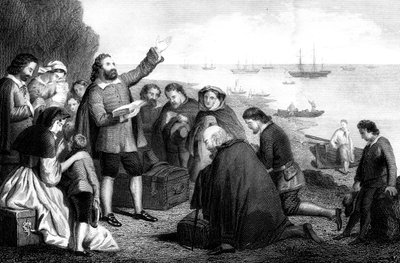 Inscheping van de Pilgrim Fathers, 1620 door Unbekannt