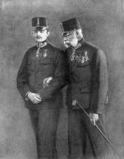 Keizer Franz Josef I van Oostenrijk en Aartshertog Charles Habsburg door Unbekannt