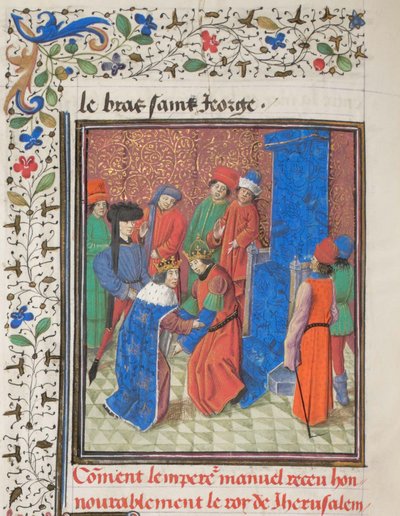 Keizer Manuel I Komnenos ontmoet koning Amalric I van Jeruzalem. Miniatuur uit de Historia door Willem van Tyrus, 1460s door Unbekannt