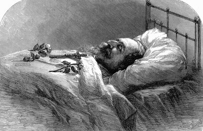 Keizer Napoleon III van Frankrijk op zijn sterfbed, 1873 door Unbekannt