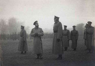Keizer Nicolaas II en Groothertog Nikolai Nikolaevich in Baranovichi, september 1914, 1914 door Unbekannt