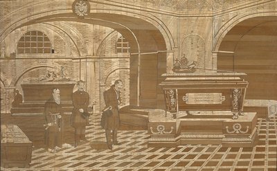 Keizer Nicolaas I bij de kist van keizer Frans I van Oostenrijk, ca. 1835 door Unbekannt