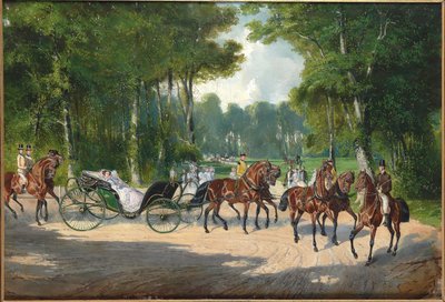 Keizerin Elisabeth in een koets in de Prater van Wenen, ca. 1860 door Unbekannt