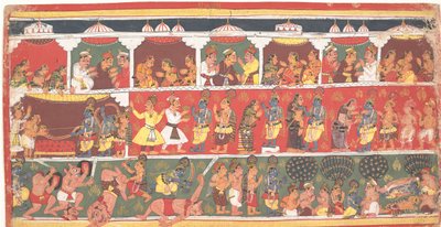 Ontmoetingen in Mathura: Pagina uit een verspreide Bhagavata Purana, ca. 1700 door Unbekannt