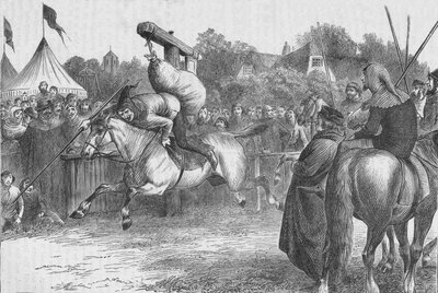 Engels feestvieren in de 14e eeuw: kantelen bij de quintain, 1905 door Unbekannt