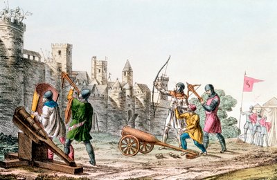 Engelse troepen vallen een Franse stad aan, Honderdjarige Oorlog, 1337-1453, ca. 1830 door Unbekannt