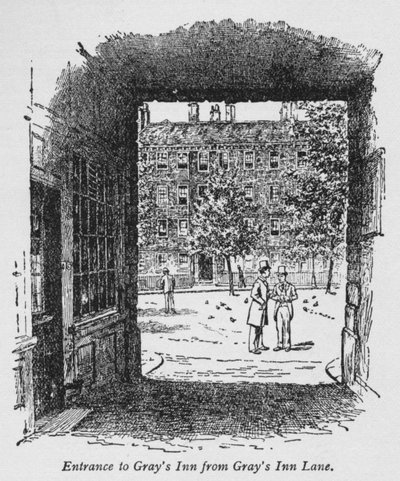 Ingang naar Grays Inn vanaf Grays Inn Lane, ca. 1918 door Unbekannt