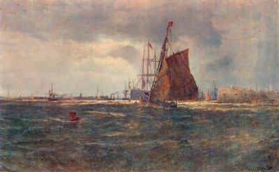 Ingang van de haven van Portsmouth, eind 19e eeuw, 1906 door Unbekannt