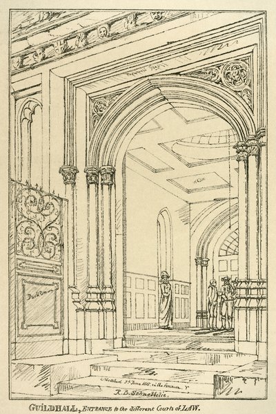 Ingang naar de verschillende rechtbanken, Guildhall, Londen, juni 1815 1886 door Unbekannt