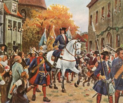 Intocht van Prins Leopold I in Dessau na de Spaanse Successieoorlog door Unbekannt
