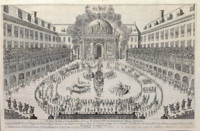 Ruiterballet in de binnenplaats van de Weense Hofburg, 1667 door Unbekannt