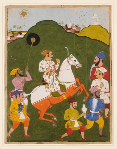 Ruiterportret van Maharana Raj Singh I van Mewar, 1670 door Unbekannt