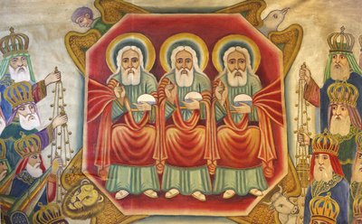 Ethiopisch koptisch icoon bij het Heilig Graf, Jeruzalem, Israël door Unbekannt