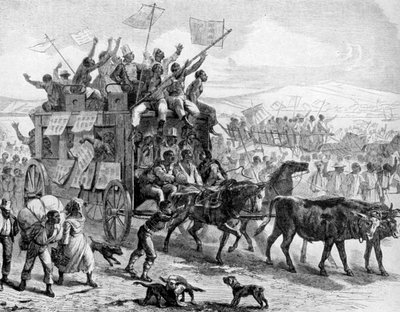 Voormalige slaven paraderen met bevrijdingsmanifesten, Amerikaanse Burgeroorlog, 1861-1865, 1951 door Unbekannt