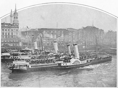 Excursie stoomschepen verlaten Fresh Wharf, London Bridge, ca. 1903 door Unbekannt