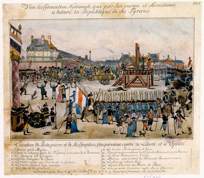Executie van Robespierre en zijn handlangers, 1794 door Unbekannt