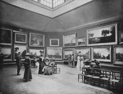 Tentoonstelling van schilderijen van William Turner in de National Gallery, Londen, ca. 1903 door Unbekannt