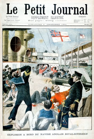 Explosie aan boord van het Britse oorlogsschip HMS Royal Sovereign door Unbekannt