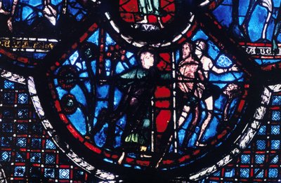 Verdrijving uit Eden, glas-in-lood, kathedraal van Chartres, Frankrijk, 1205-1215 door Unbekannt