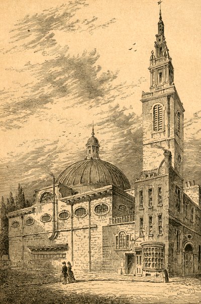 Exterieur van St. Stephens, Walbrook, in 1700, 1897 door Unbekannt