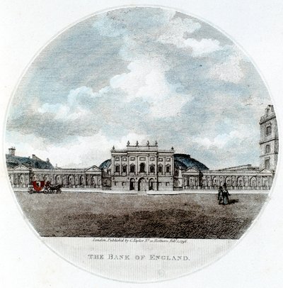 Façade van de Bank of England, Threadneedle Street, Londen, 1796 door Unbekannt