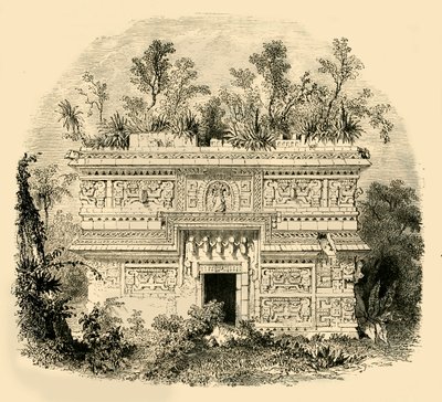 Façade van een inheems paleis in Yucatan, 1890 door Unbekannt