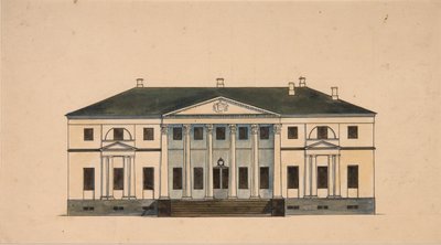 Gevel van het Huis in het Golitsyn Petrovo-Dalneye Landgoed, eerste kwart van de 19e eeuw door Unbekannt