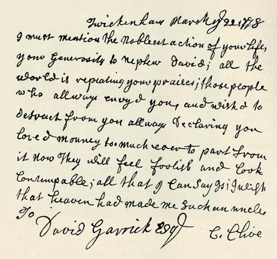 Facsimile van handgeschreven brief door Kitty Clive, 1907 door Unbekannt