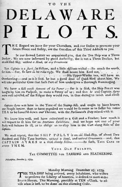 Facsimile van de proclamatie over het theeschip, 1773 c1880 door Unbekannt
