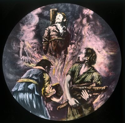Getrouwe verbrand op de brandstapel, ca. 1910 door Unbekannt
