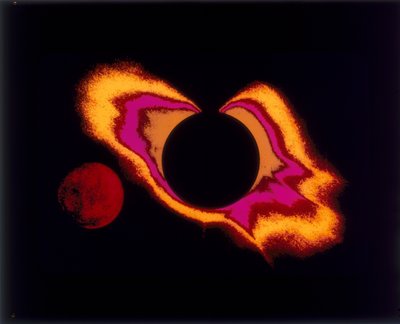 Valse kleurenfoto van de zon en de maan, ca. 1970s door Unbekannt
