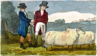 Boeren bespreken Dishley New Leicester schapen, 1822 door Unbekannt