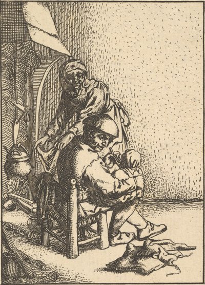 Vader voedt zijn kind, 1610-85 door Unbekannt