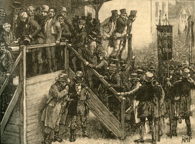 Vader John Murphy leidt zijn pachters om te stemmen in de Clare tussentijdse verkiezing, Ierland, 1828 c1890 door Unbekannt
