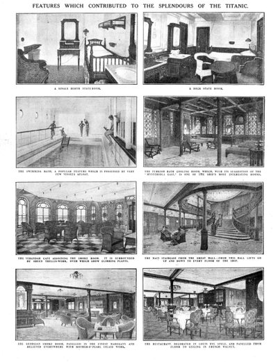 Kenmerken die bijdroegen aan de pracht van de Titanic, 20 april 1912 door Unbekannt