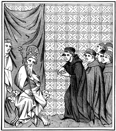 Fellows van de Universiteit van Parijs toespreken keizer Karel IV 1316-1378 in 1377, 1849 door Unbekannt
