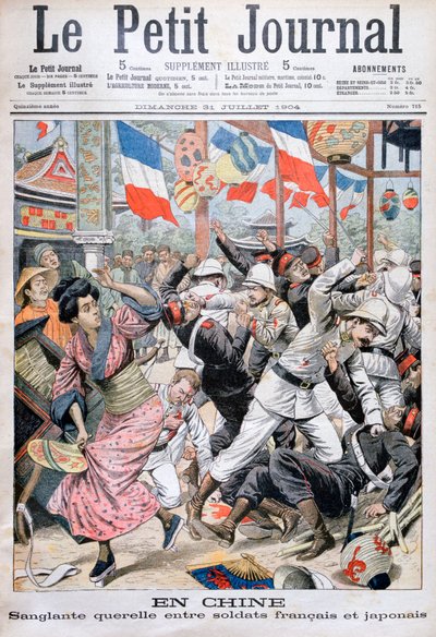 Gevecht tussen Franse en Japanse soldaten tijdens de Russisch-Japanse oorlog, China, 1904 door Unbekannt